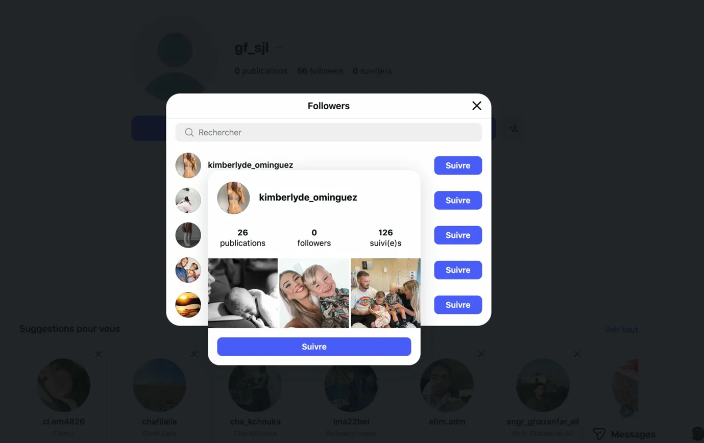 Faux abonné Instagram détecté — 0 follower, suit 126 comptes