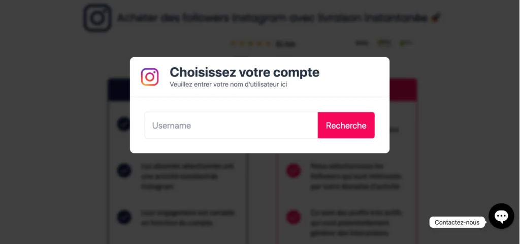 Informations nécessaire achat followers