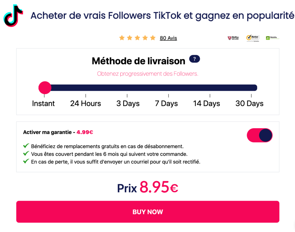 Choisir sa méthode de livraison pour acheter des abonnés TikTok