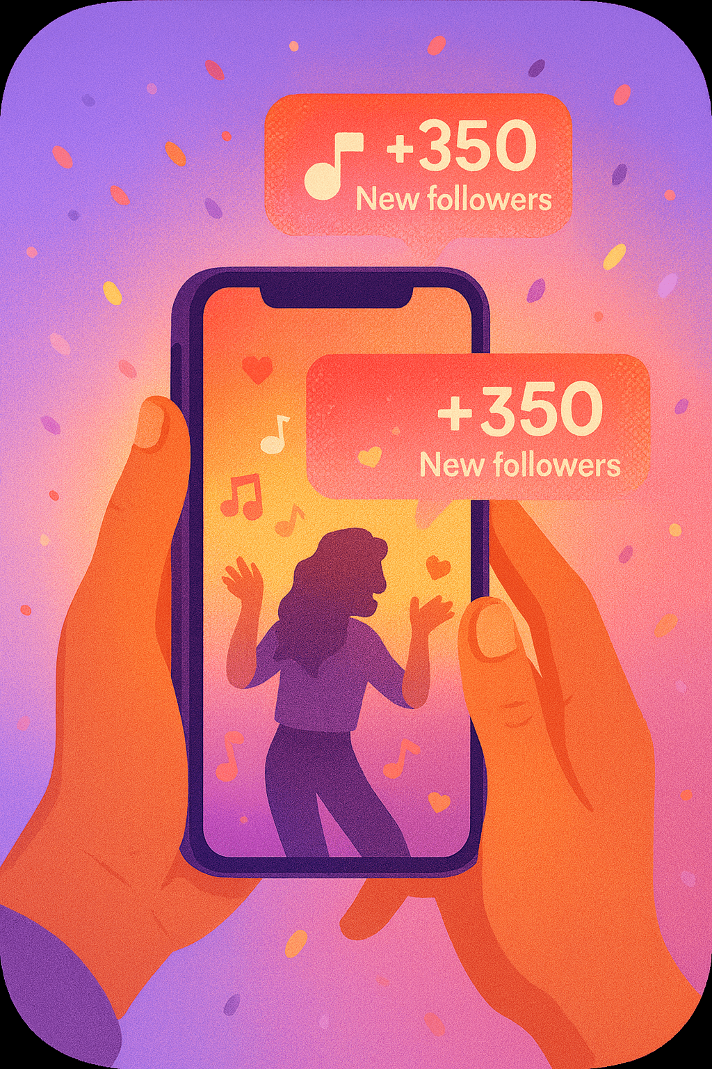 Influenceuse devant fond circuit IA et icônes Followers